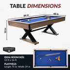 Excalibur 7-ft Pool Table - Driftwood Finish with Blue Felt by Hathaway