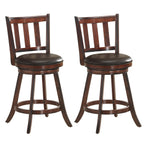 360° Swivel Wooden Bar Stool Set of 2 with Cushioned Seat