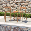2-Piece Patio Rattan Bar Stools with Metal Backrests