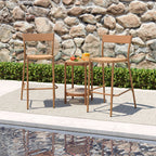 2-Piece Patio Rattan Bar Stools with Metal Backrests