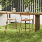 2-Piece Patio Rattan Bar Stools with Metal Backrests