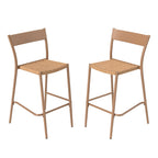 2-Piece Patio Rattan Bar Stools with Metal Backrests