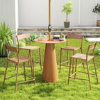 2-Piece Patio Rattan Bar Stools with Metal Backrests