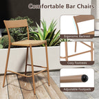 2-Piece Patio Rattan Bar Stools with Metal Backrests