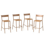 4-Piece Outdoor Rattan Bar Stools with Metal Backrests