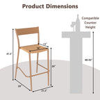 4-Piece Outdoor Rattan Bar Stools with Metal Backrests