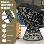 PE Wicker Papasan Chair with Thick and Removable Cushion-Black