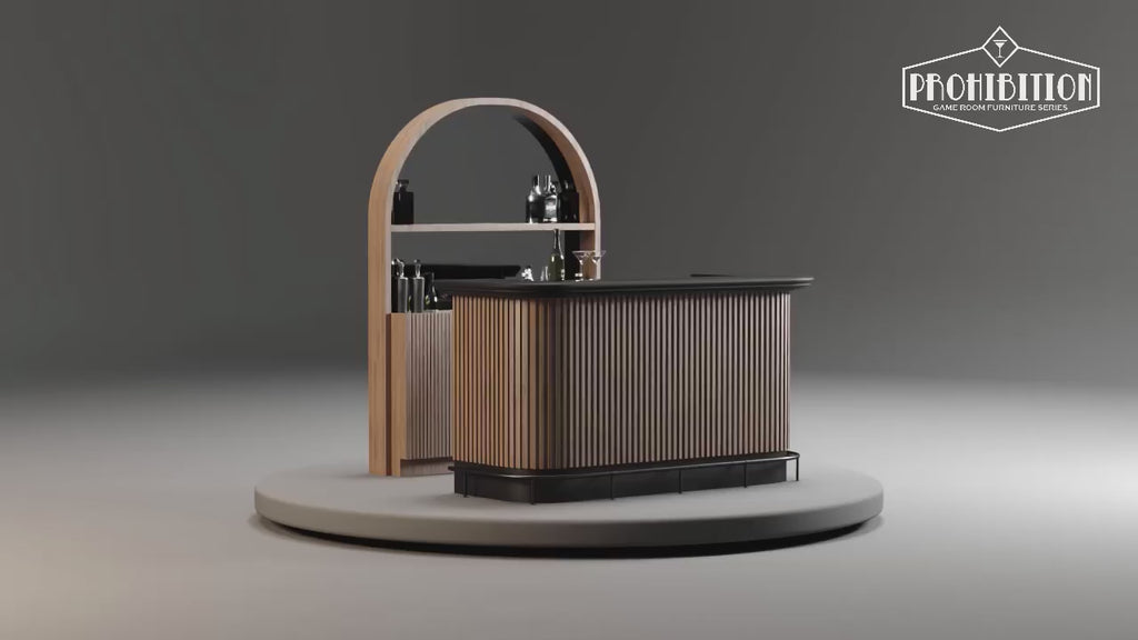 Prohibition Series 84" Cocktail Bar, Matte Walnut / Black by RAM Game Room