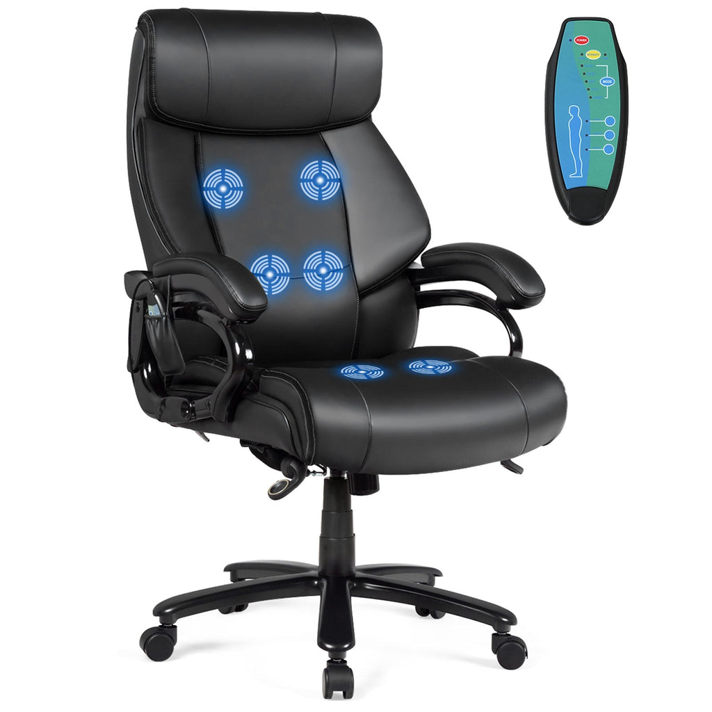 Big & Tall PU Leather Massage Office Chair-Black