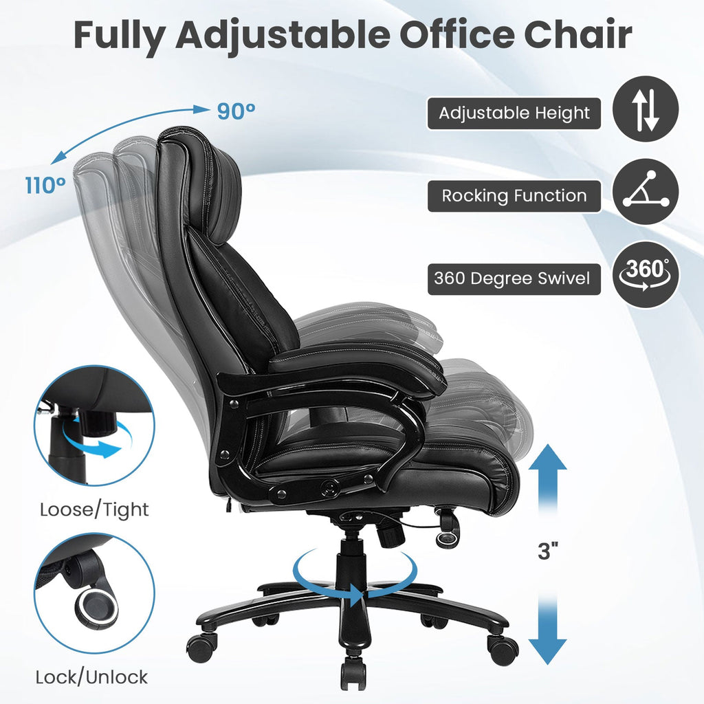 Big & Tall PU Leather Massage Office Chair-Black