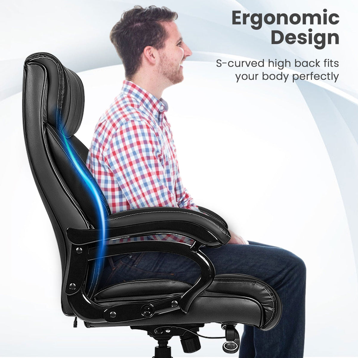 Big & Tall PU Leather Massage Office Chair-Black