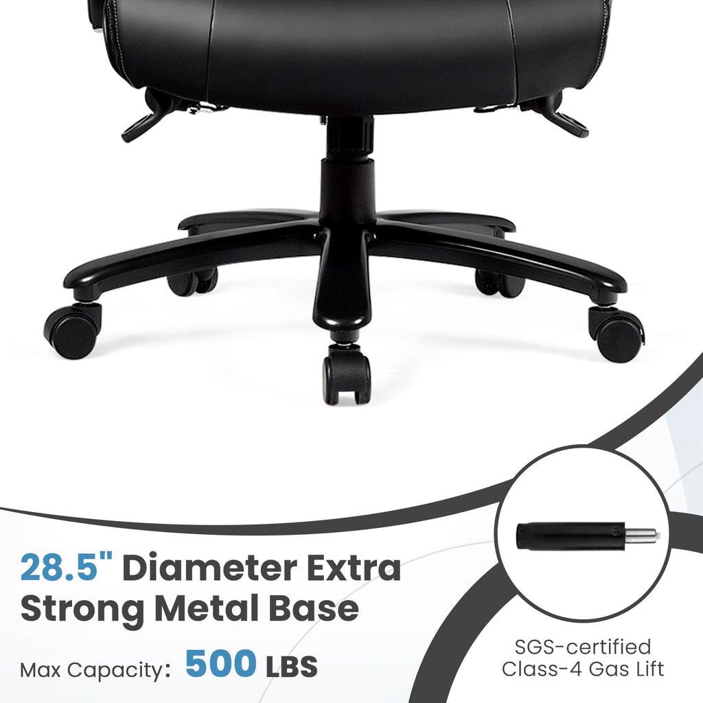 Big & Tall PU Leather Massage Office Chair-Black
