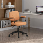 PU Leather Office Chair with Rocking Backrest and Ergonomic Armrest-Orange