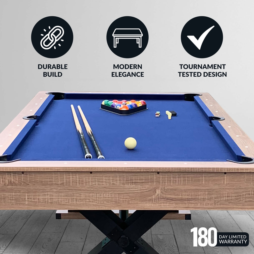 Excalibur 7-ft Pool Table - Driftwood Finish with Blue Felt by Hathaway