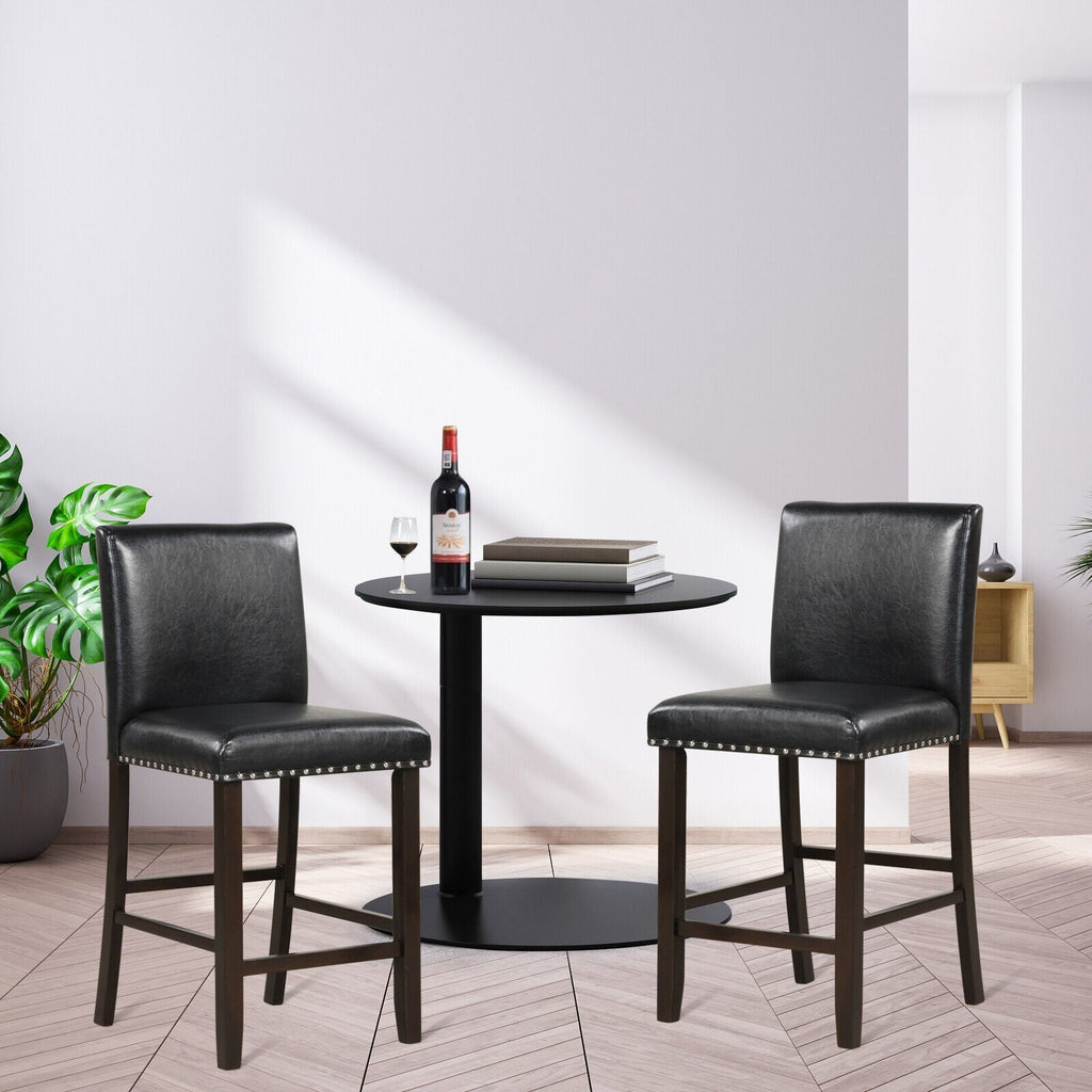 Set of 2 Linen Fabric Bar Stools with Back for Kitchen Island