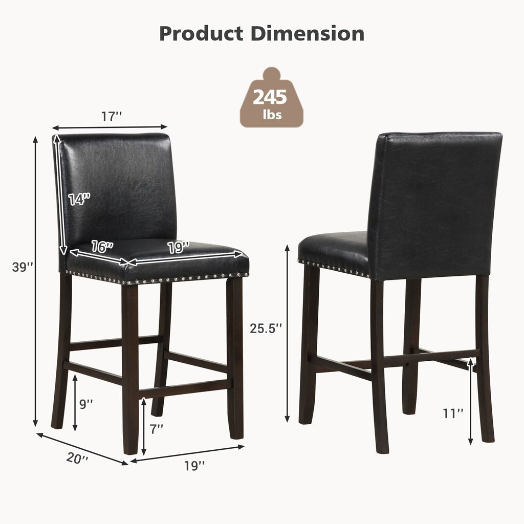 Set of 2 Linen Fabric Bar Stools with Back for Kitchen Island