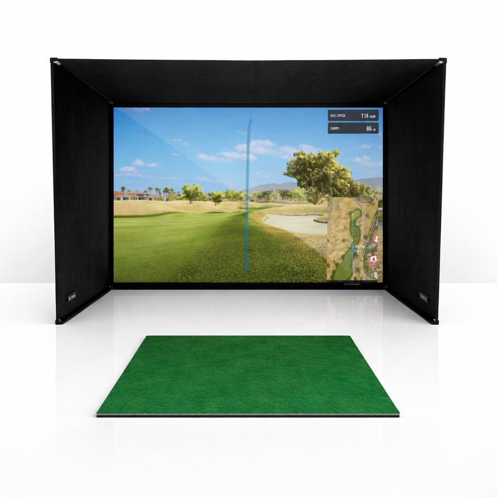 SimBox Golf Simulator Enclosure with Pro Impact Screen, Frame & Free Side Barriers