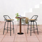 360° Swivel Bar Stool Set of 2 with Footrest and Backrest - Black & Natural