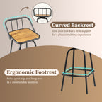 360° Swivel Bar Stool Set of 2 with Footrest and Backrest - Black & Natural