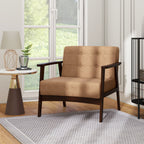 Rubber Wood Frame Accent Chair with Armrest for Living Room