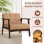 Rubber Wood Frame Accent Chair with Armrest for Living Room