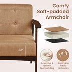 Rubber Wood Frame Accent Chair with Armrest for Living Room