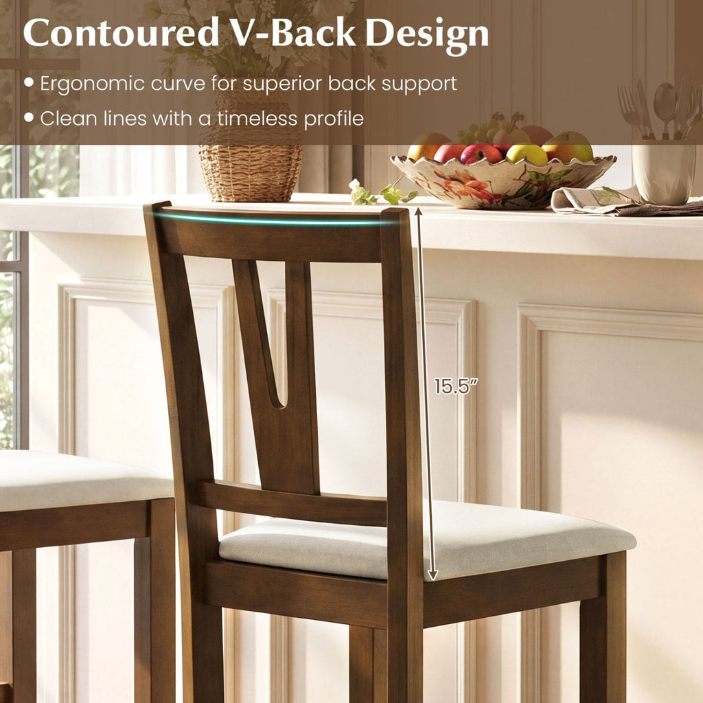 Counter Height Bar Stools with V-Back - Set of 2