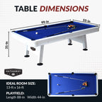 Alpine 8-ft Outdoor Pool Table - White with Blue Felt by Hathaway